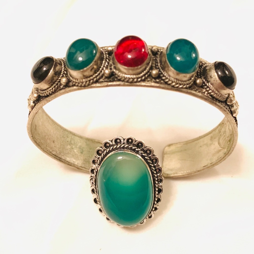 Multicolor Adjustable Cuff Bracelet ring set 4,5&6